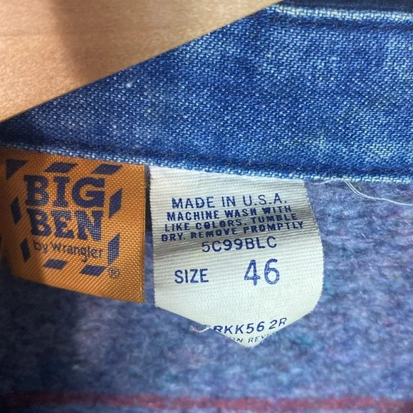 Vintage Wrangler Big Ben Blanket Lined Denim Chore‎ Coat
